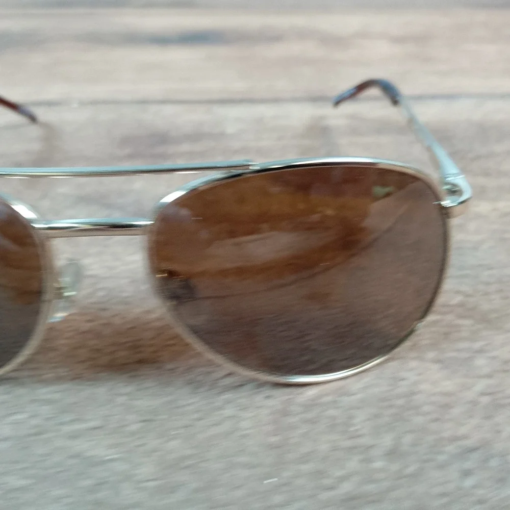 Panama Jack Gold Aviator Sunglasses Brown Tinted Lenses Unisex Classic Pilot
